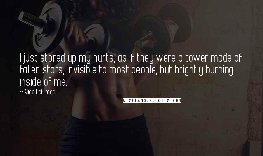 Alice Hoffman Quotes: I just stored up my hurts, as if they were a tower made of fallen stars, invisible to most people, but brightly burning inside of me.