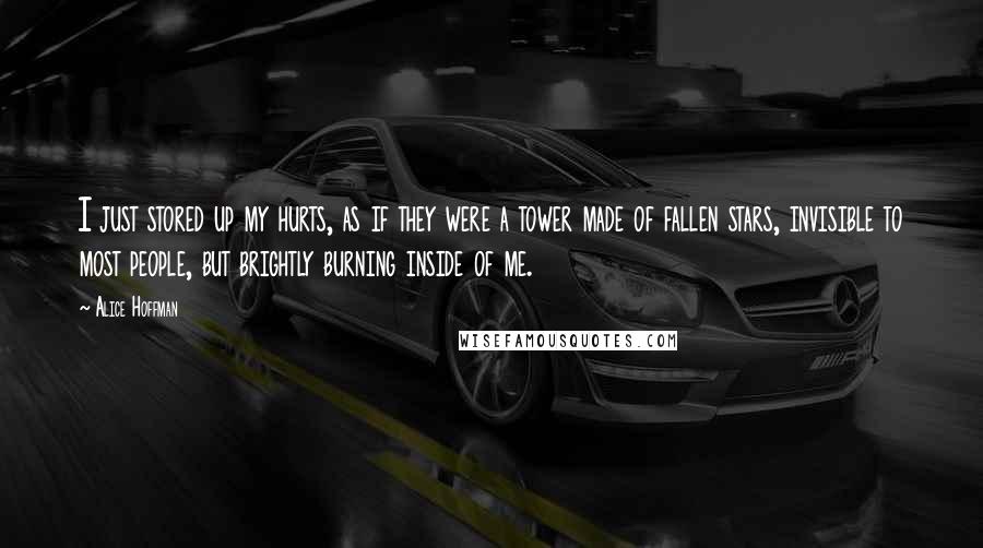 Alice Hoffman Quotes: I just stored up my hurts, as if they were a tower made of fallen stars, invisible to most people, but brightly burning inside of me.