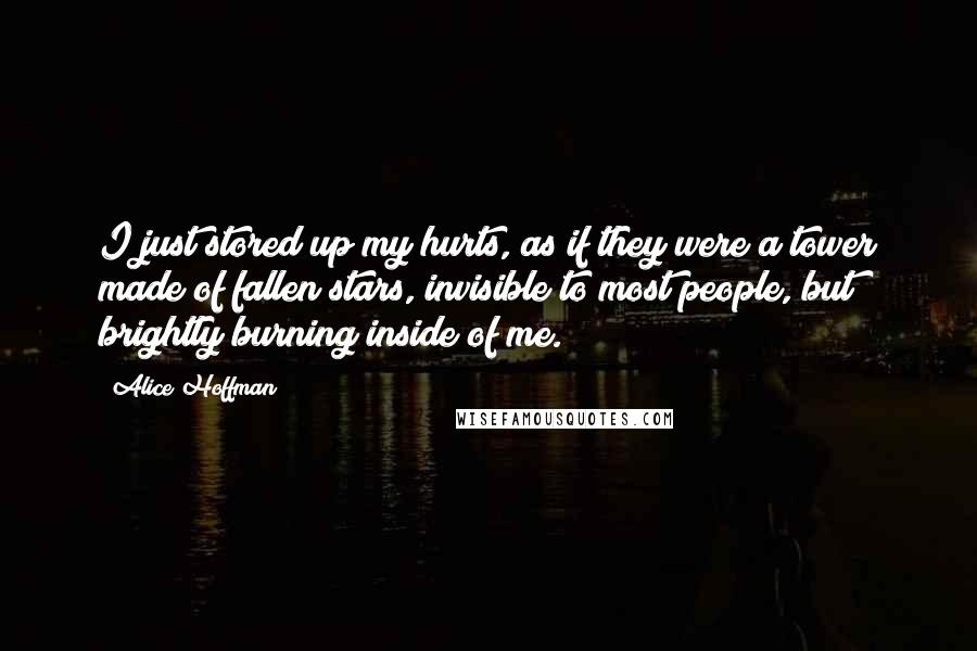 Alice Hoffman Quotes: I just stored up my hurts, as if they were a tower made of fallen stars, invisible to most people, but brightly burning inside of me.