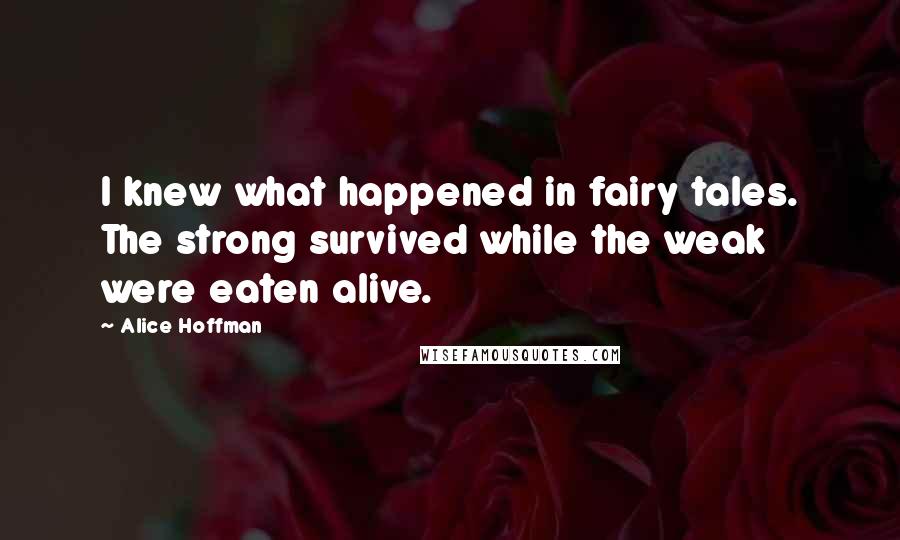 Alice Hoffman Quotes: I knew what happened in fairy tales. The strong survived while the weak were eaten alive.
