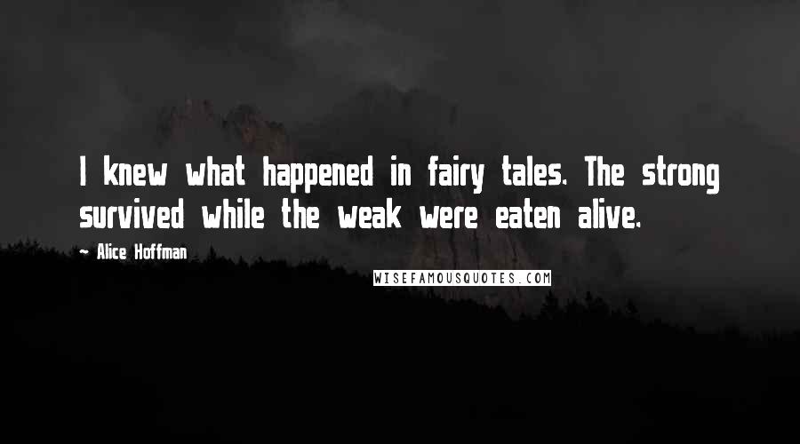 Alice Hoffman Quotes: I knew what happened in fairy tales. The strong survived while the weak were eaten alive.