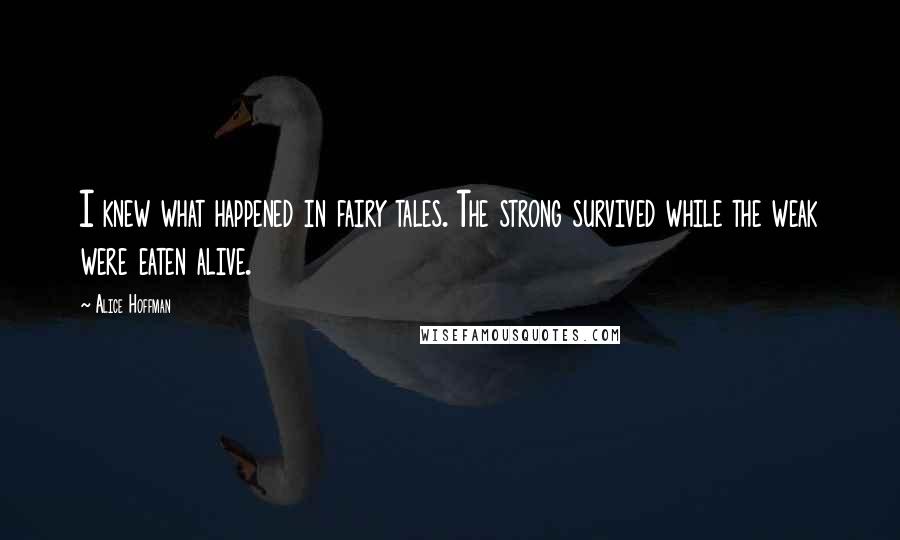Alice Hoffman Quotes: I knew what happened in fairy tales. The strong survived while the weak were eaten alive.
