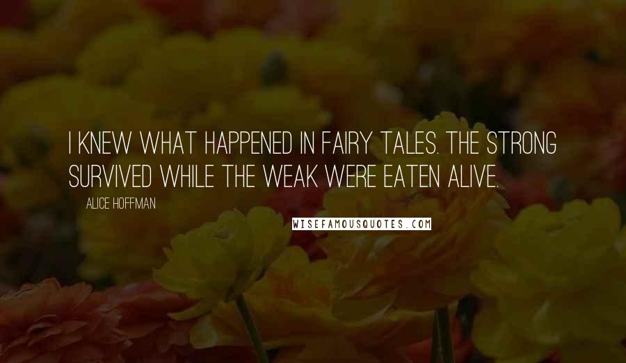 Alice Hoffman Quotes: I knew what happened in fairy tales. The strong survived while the weak were eaten alive.