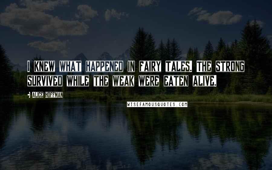 Alice Hoffman Quotes: I knew what happened in fairy tales. The strong survived while the weak were eaten alive.