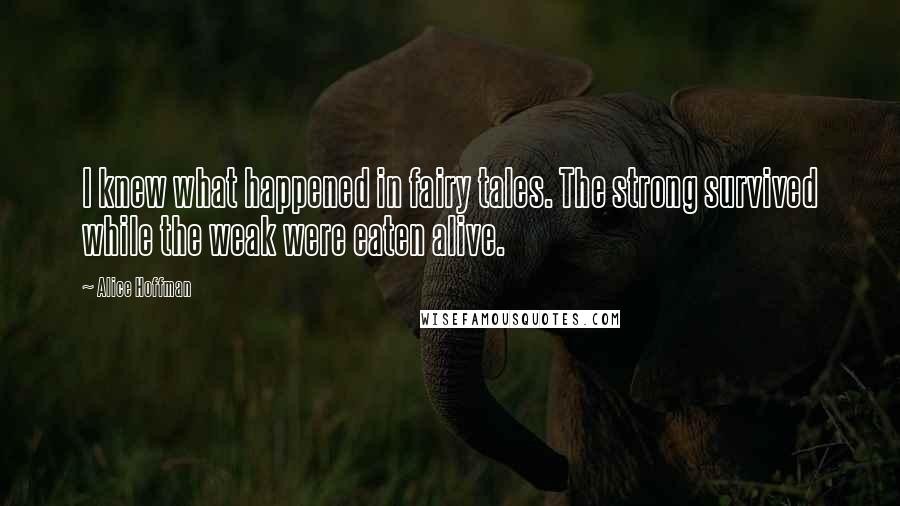 Alice Hoffman Quotes: I knew what happened in fairy tales. The strong survived while the weak were eaten alive.