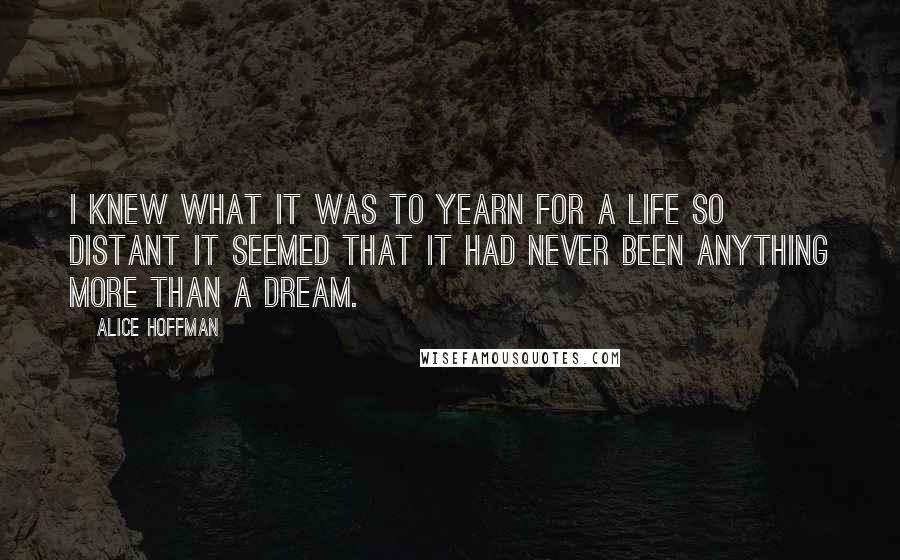 Alice Hoffman Quotes: I knew what it was to yearn for a life so distant it seemed that it had never been anything more than a dream.