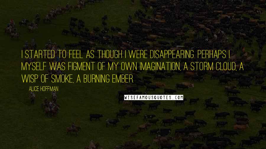 Alice Hoffman Quotes: I started to feel as though I were disappearing. Perhaps I myself was figment of my own imagination, a storm cloud, a wisp of smoke, a burning ember.