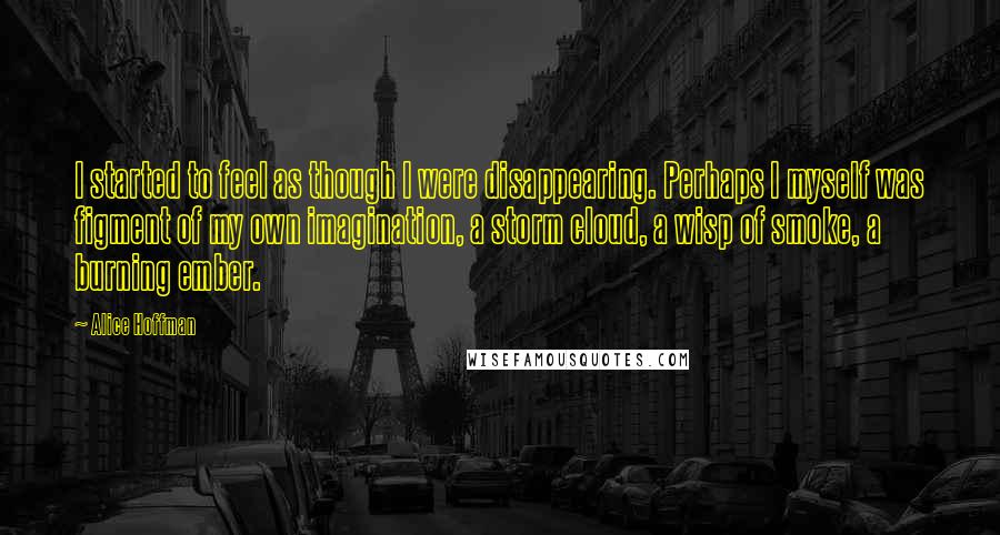 Alice Hoffman Quotes: I started to feel as though I were disappearing. Perhaps I myself was figment of my own imagination, a storm cloud, a wisp of smoke, a burning ember.