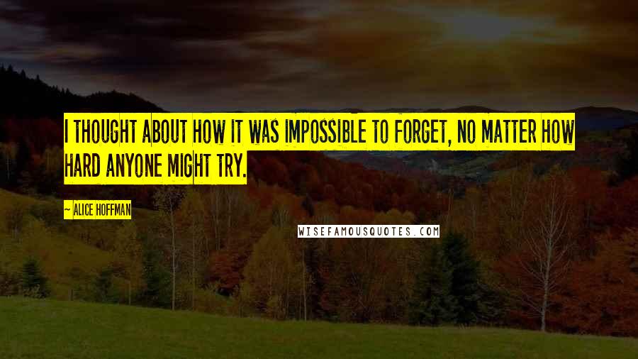 Alice Hoffman Quotes: I thought about how it was impossible to forget, no matter how hard anyone might try.