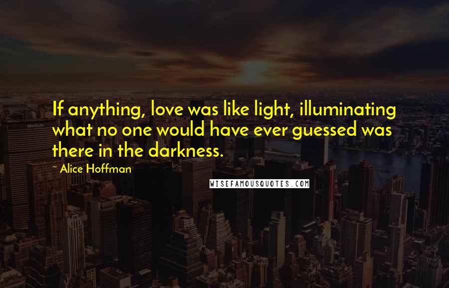Alice Hoffman Quotes: If anything, love was like light, illuminating what no one would have ever guessed was there in the darkness.