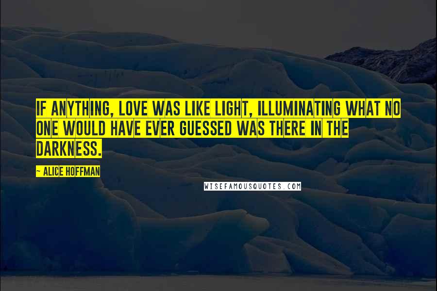 Alice Hoffman Quotes: If anything, love was like light, illuminating what no one would have ever guessed was there in the darkness.