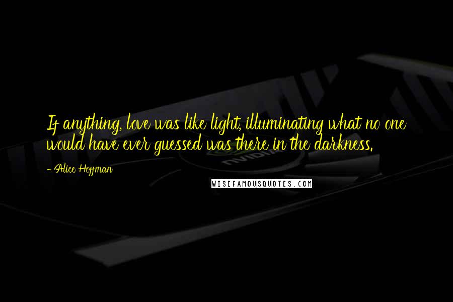 Alice Hoffman Quotes: If anything, love was like light, illuminating what no one would have ever guessed was there in the darkness.