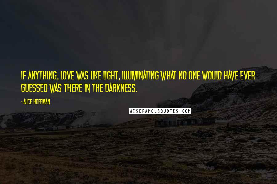 Alice Hoffman Quotes: If anything, love was like light, illuminating what no one would have ever guessed was there in the darkness.