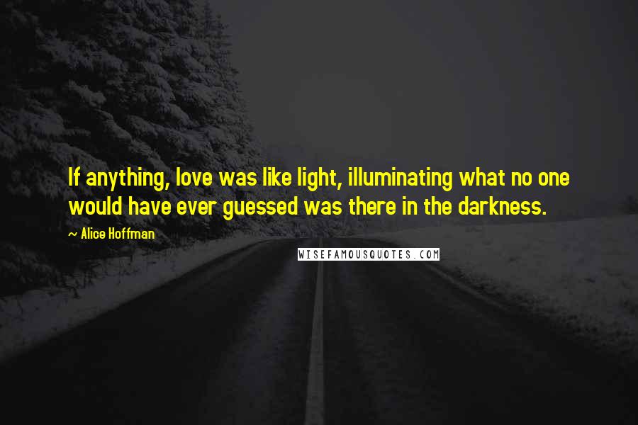 Alice Hoffman Quotes: If anything, love was like light, illuminating what no one would have ever guessed was there in the darkness.