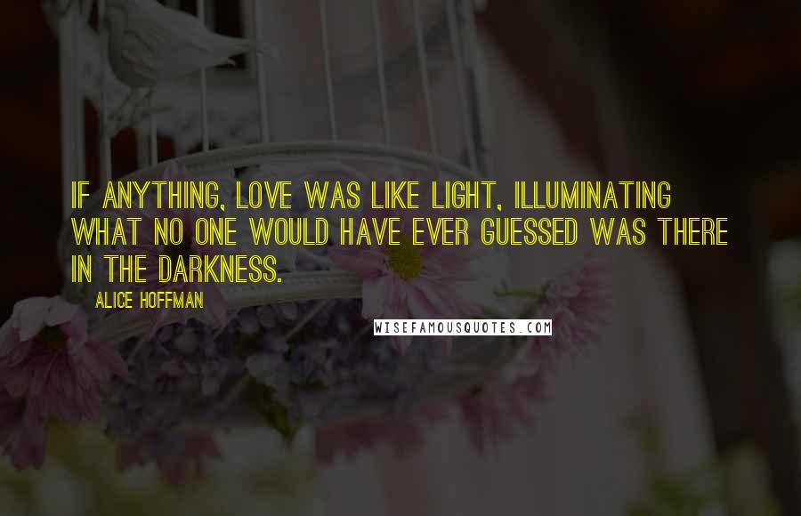 Alice Hoffman Quotes: If anything, love was like light, illuminating what no one would have ever guessed was there in the darkness.