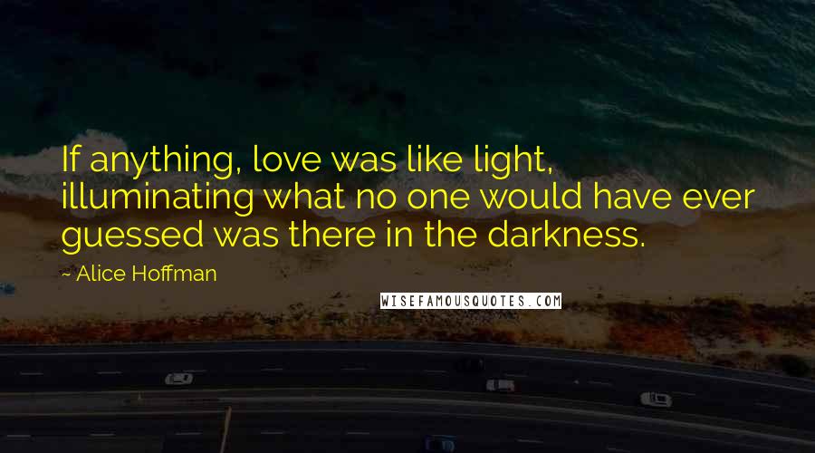 Alice Hoffman Quotes: If anything, love was like light, illuminating what no one would have ever guessed was there in the darkness.