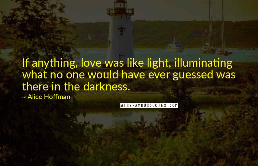 Alice Hoffman Quotes: If anything, love was like light, illuminating what no one would have ever guessed was there in the darkness.