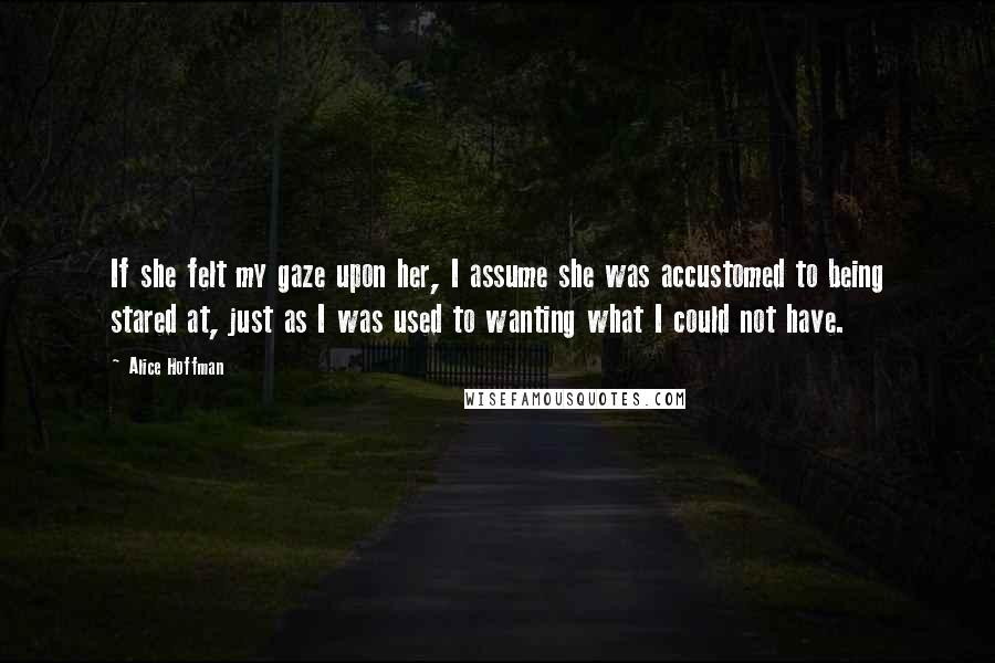 Alice Hoffman Quotes: If she felt my gaze upon her, I assume she was accustomed to being stared at, just as I was used to wanting what I could not have.