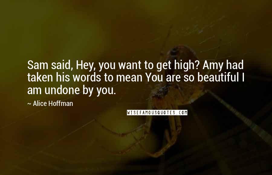 Alice Hoffman Quotes: Sam said, Hey, you want to get high? Amy had taken his words to mean You are so beautiful I am undone by you.