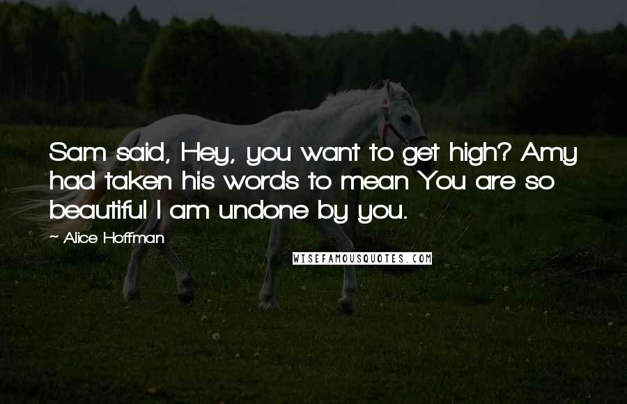 Alice Hoffman Quotes: Sam said, Hey, you want to get high? Amy had taken his words to mean You are so beautiful I am undone by you.