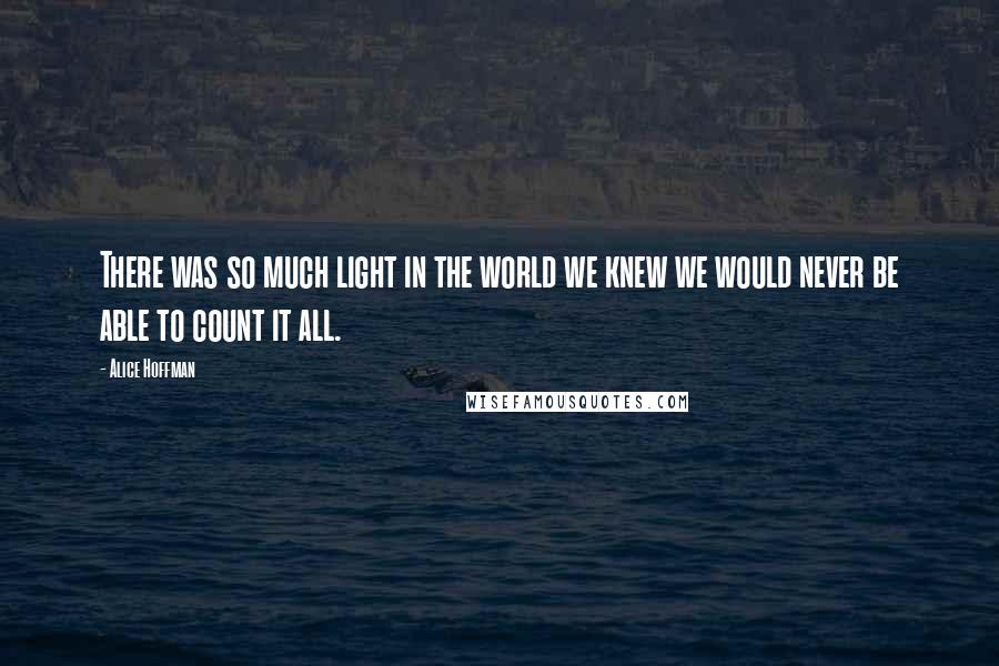 Alice Hoffman Quotes: There was so much light in the world we knew we would never be able to count it all.