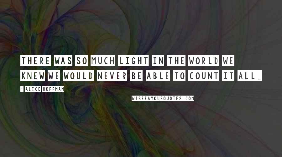 Alice Hoffman Quotes: There was so much light in the world we knew we would never be able to count it all.