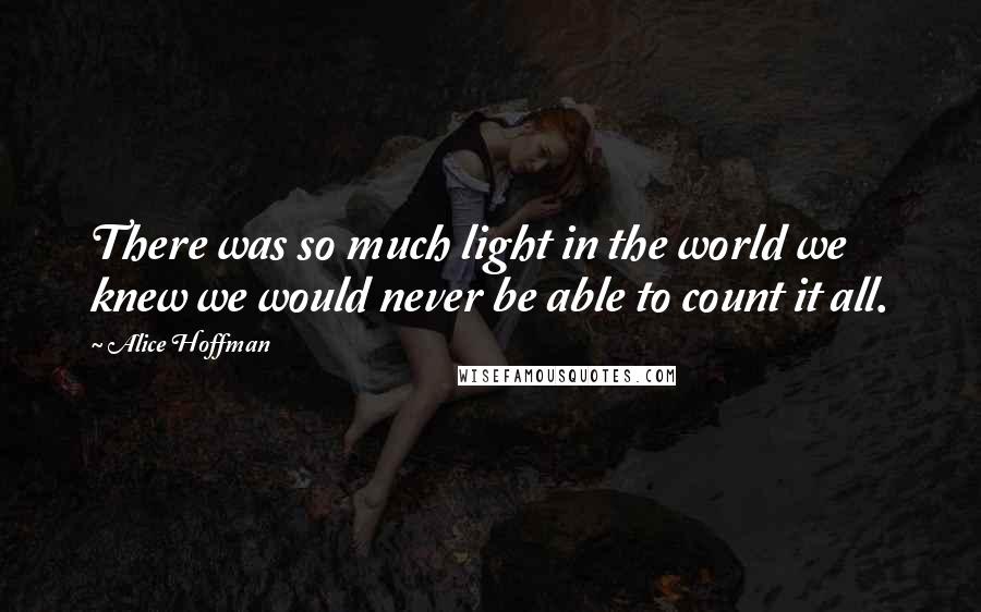 Alice Hoffman Quotes: There was so much light in the world we knew we would never be able to count it all.