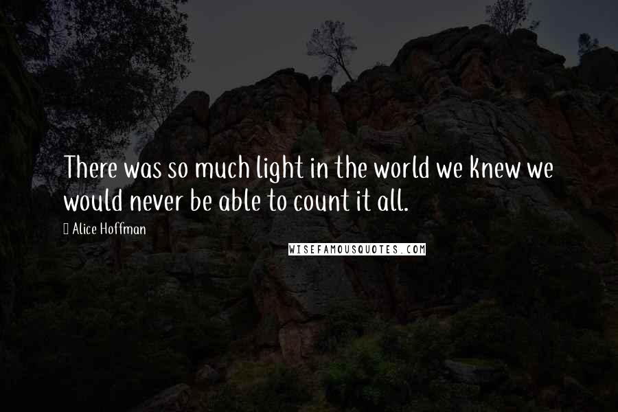 Alice Hoffman Quotes: There was so much light in the world we knew we would never be able to count it all.