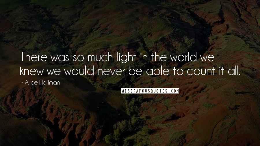 Alice Hoffman Quotes: There was so much light in the world we knew we would never be able to count it all.