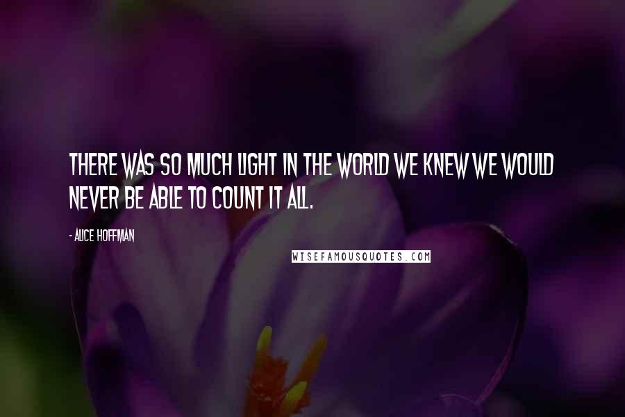 Alice Hoffman Quotes: There was so much light in the world we knew we would never be able to count it all.