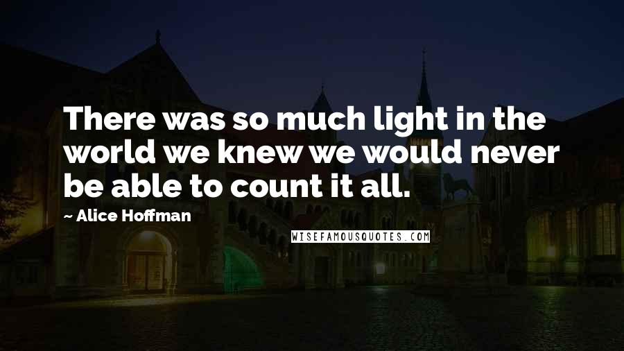 Alice Hoffman Quotes: There was so much light in the world we knew we would never be able to count it all.