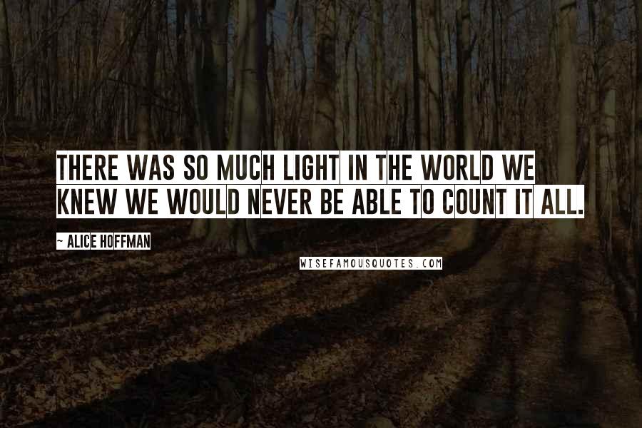 Alice Hoffman Quotes: There was so much light in the world we knew we would never be able to count it all.