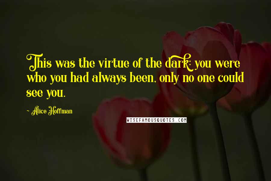 Alice Hoffman Quotes: This was the virtue of the dark: you were who you had always been, only no one could see you.