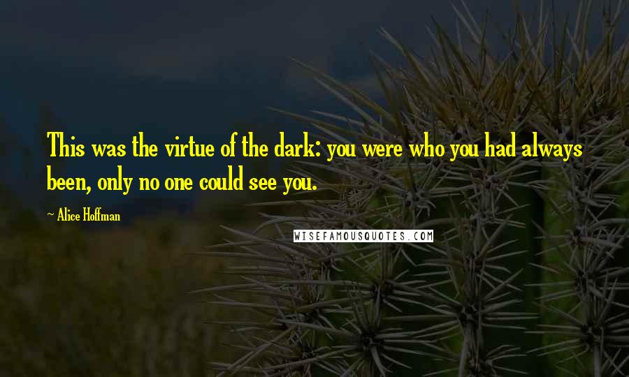 Alice Hoffman Quotes: This was the virtue of the dark: you were who you had always been, only no one could see you.