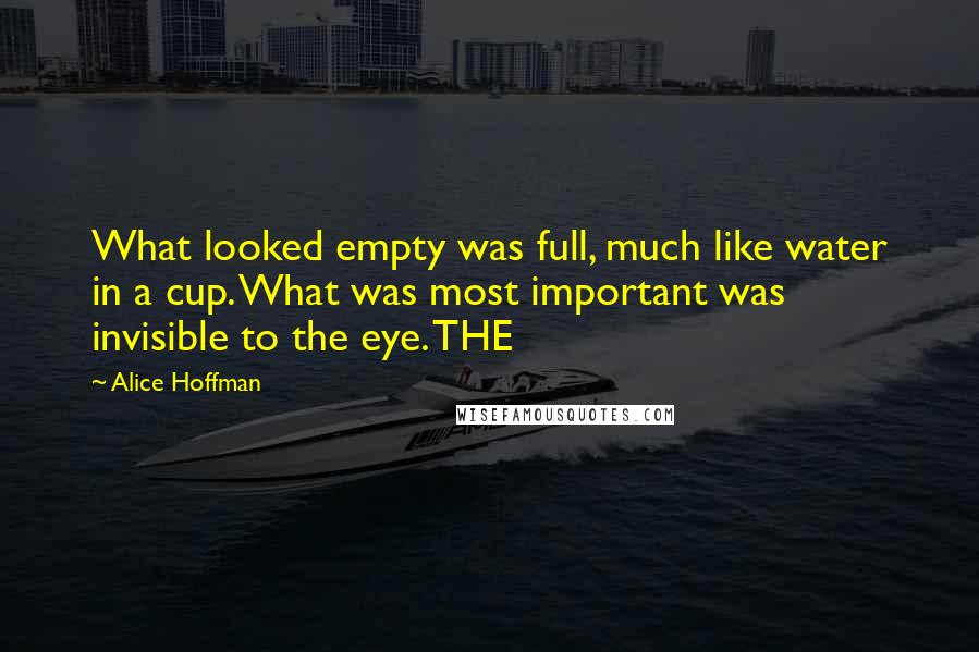 Alice Hoffman Quotes: What looked empty was full, much like water in a cup. What was most important was invisible to the eye. THE