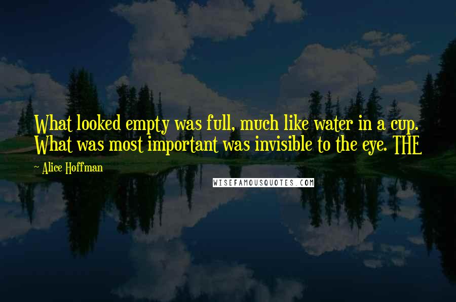 Alice Hoffman Quotes: What looked empty was full, much like water in a cup. What was most important was invisible to the eye. THE