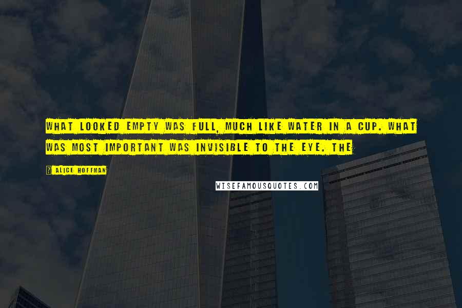 Alice Hoffman Quotes: What looked empty was full, much like water in a cup. What was most important was invisible to the eye. THE