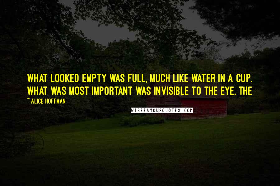 Alice Hoffman Quotes: What looked empty was full, much like water in a cup. What was most important was invisible to the eye. THE