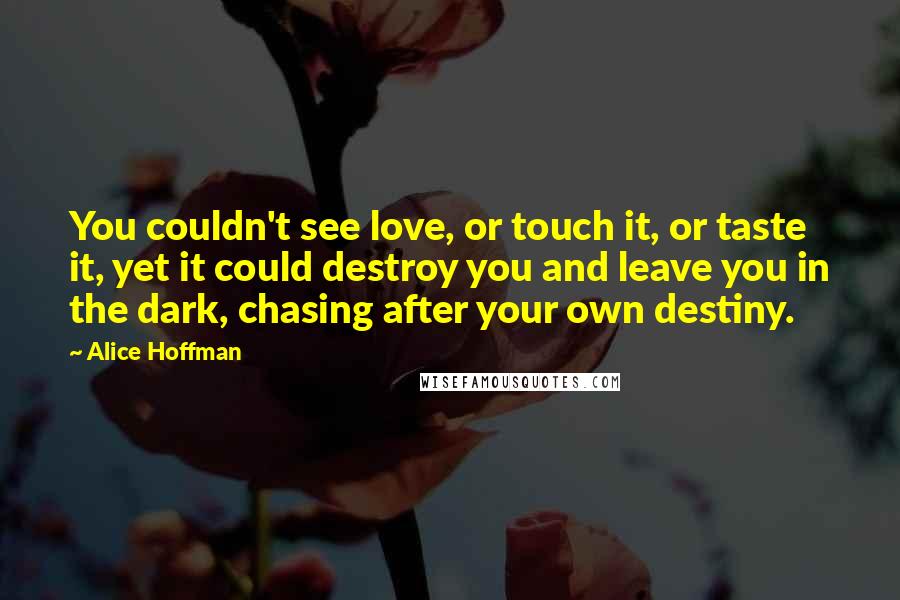 Alice Hoffman Quotes: You couldn't see love, or touch it, or taste it, yet it could destroy you and leave you in the dark, chasing after your own destiny.