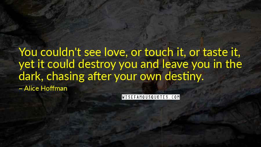 Alice Hoffman Quotes: You couldn't see love, or touch it, or taste it, yet it could destroy you and leave you in the dark, chasing after your own destiny.