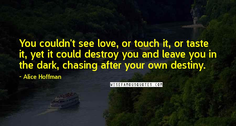 Alice Hoffman Quotes: You couldn't see love, or touch it, or taste it, yet it could destroy you and leave you in the dark, chasing after your own destiny.