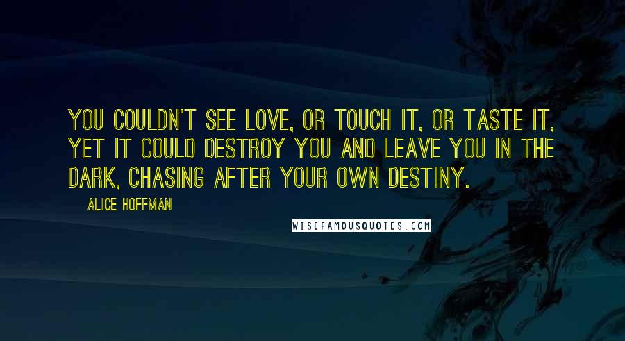 Alice Hoffman Quotes: You couldn't see love, or touch it, or taste it, yet it could destroy you and leave you in the dark, chasing after your own destiny.