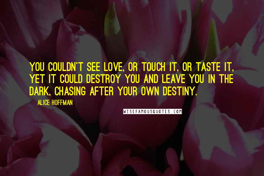 Alice Hoffman Quotes: You couldn't see love, or touch it, or taste it, yet it could destroy you and leave you in the dark, chasing after your own destiny.