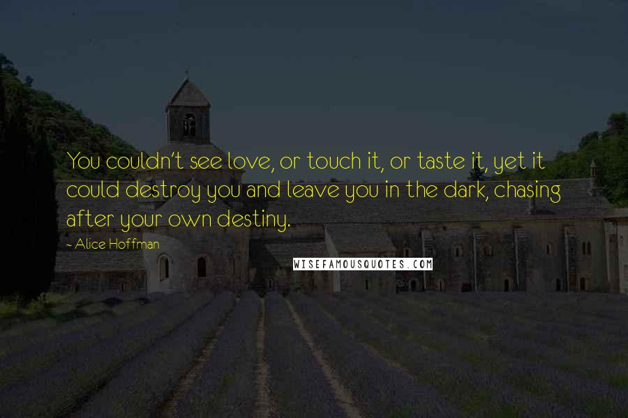 Alice Hoffman Quotes: You couldn't see love, or touch it, or taste it, yet it could destroy you and leave you in the dark, chasing after your own destiny.