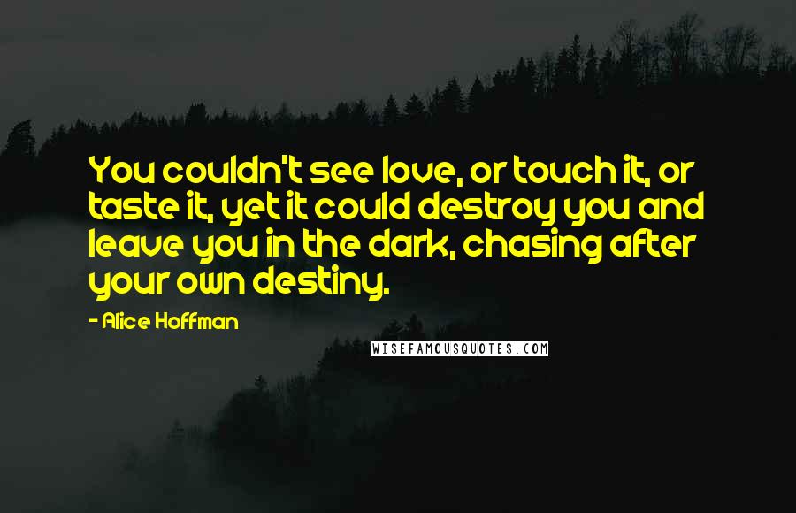 Alice Hoffman Quotes: You couldn't see love, or touch it, or taste it, yet it could destroy you and leave you in the dark, chasing after your own destiny.