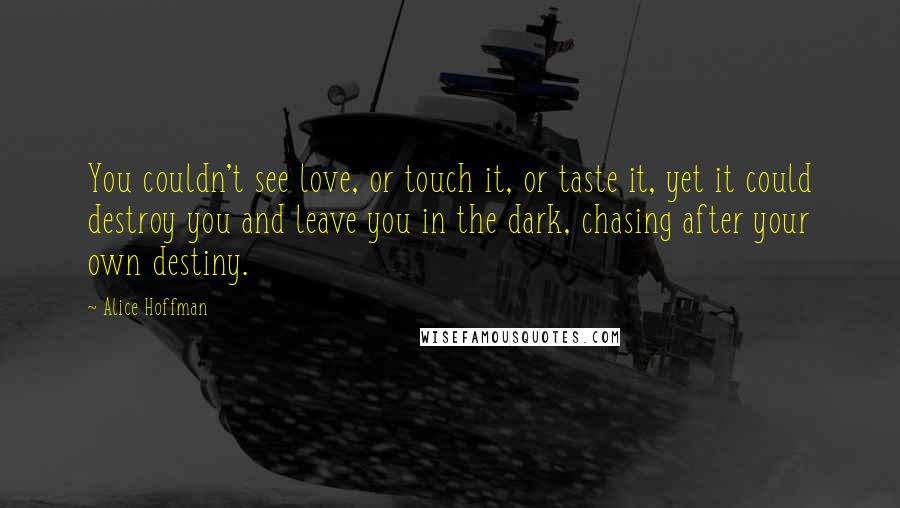 Alice Hoffman Quotes: You couldn't see love, or touch it, or taste it, yet it could destroy you and leave you in the dark, chasing after your own destiny.