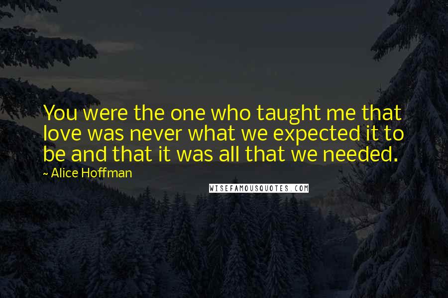 Alice Hoffman Quotes: You were the one who taught me that love was never what we expected it to be and that it was all that we needed.