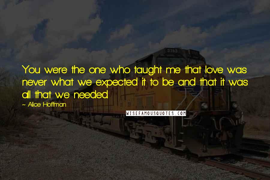 Alice Hoffman Quotes: You were the one who taught me that love was never what we expected it to be and that it was all that we needed.