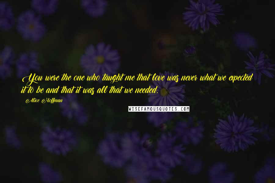 Alice Hoffman Quotes: You were the one who taught me that love was never what we expected it to be and that it was all that we needed.