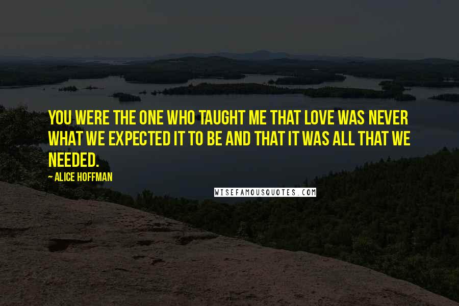 Alice Hoffman Quotes: You were the one who taught me that love was never what we expected it to be and that it was all that we needed.